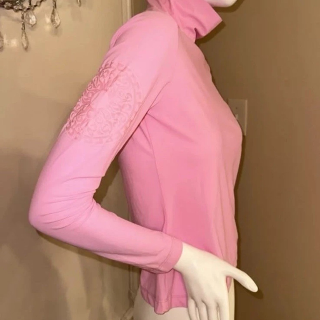 Versace Classic V2 Stretch Baby Pink Turtleneck Top Size 42it /Us6 /Uk10 /Fr38